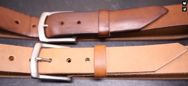 aged leather belt