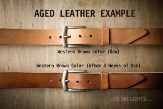 aged leather gun belts