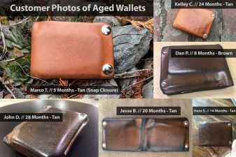 customer photos of aged mens leather wallets from Mr. Lentz