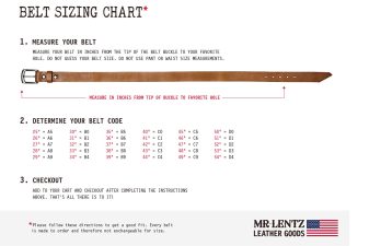 leather belt measurement chart