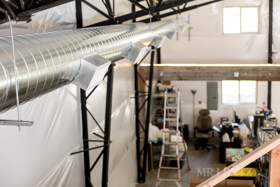 metal tube duct for heating in workshop