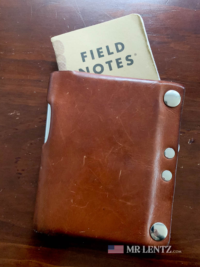 patina on travel passport wallet