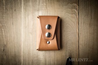 mens leather card wallet with double snaps