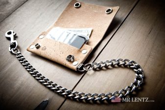cork biker wallet with chain from side