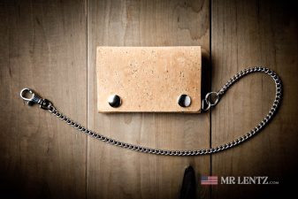 slim chain on cork biker wallet