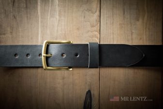 black gunbelt with brass buckle
