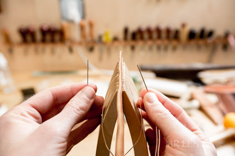 two needles for saddle stitch