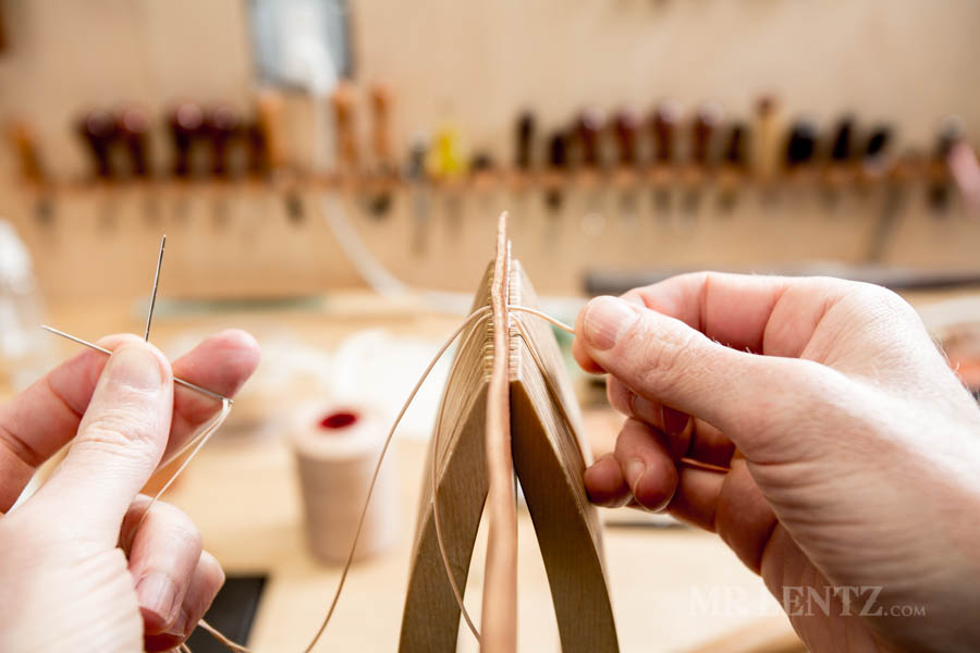 backstitching leather