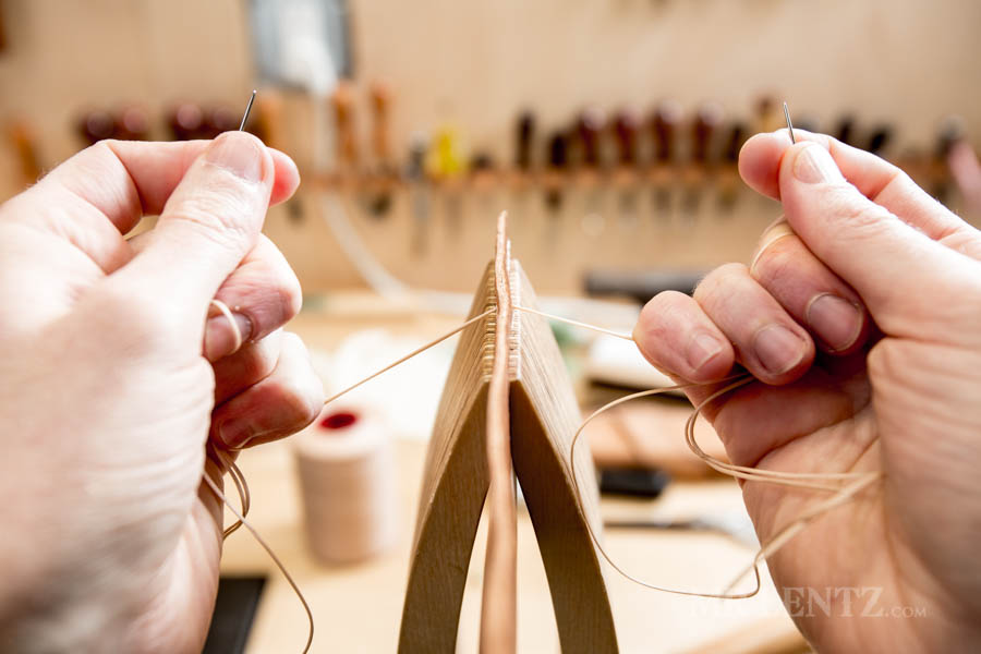 pulling a stitch tight when sewing leather