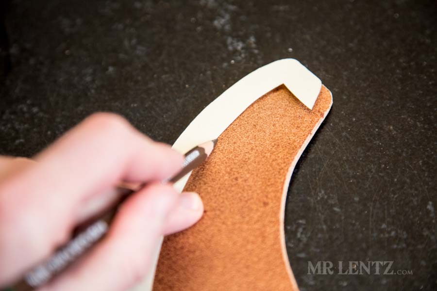 tracing welt on axe sheath