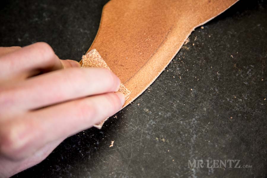 sanding sheath edge for glueing