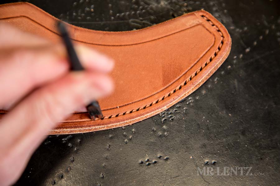 using a diamond awl chisel on axe sheath