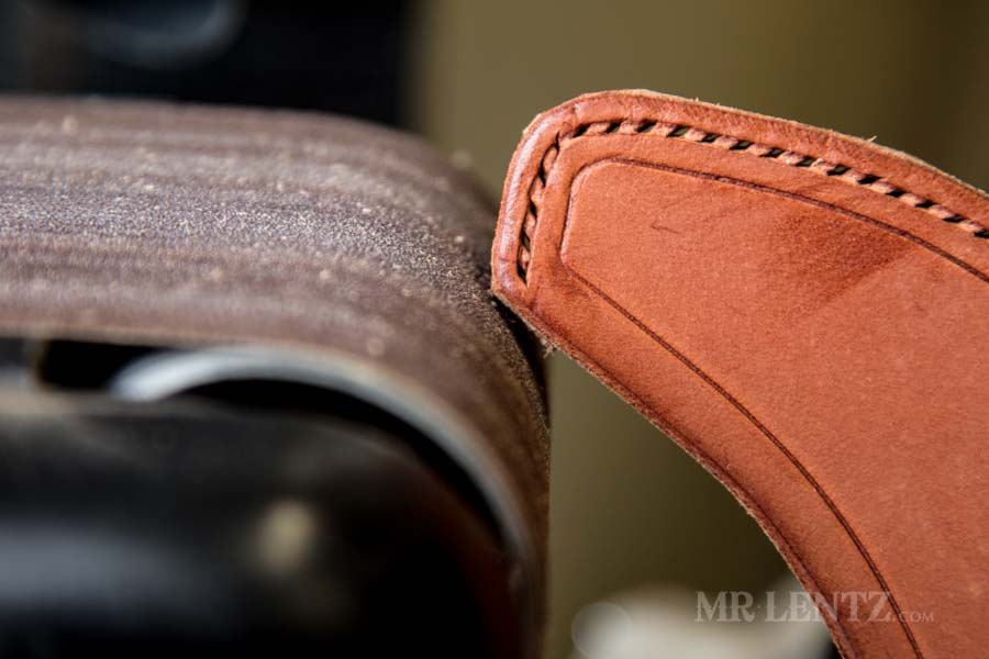 rounding the edge on axe sheath