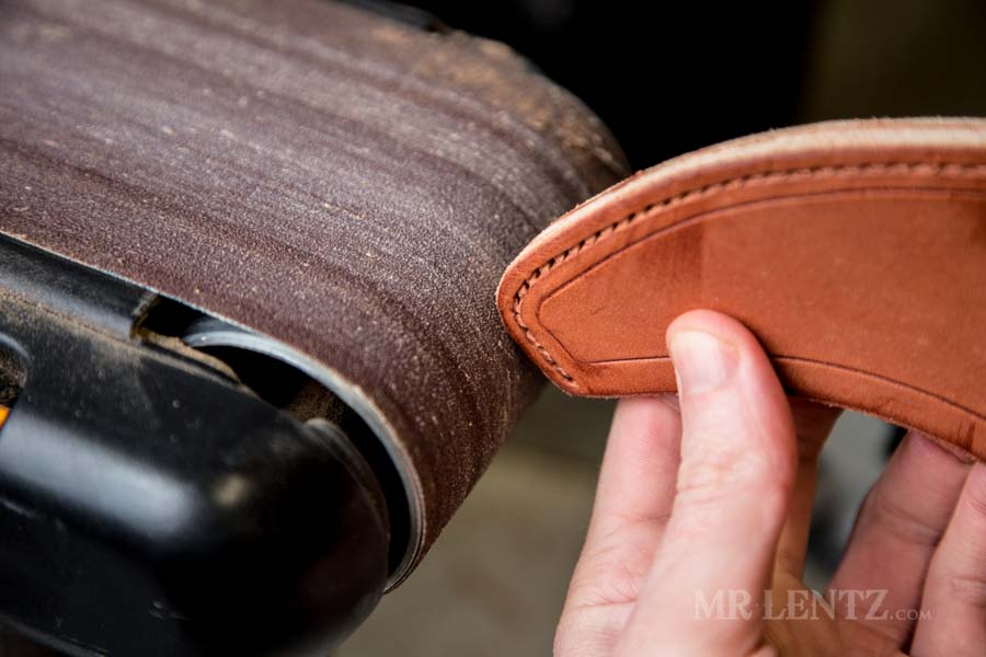 smoothing the axe sheath edge