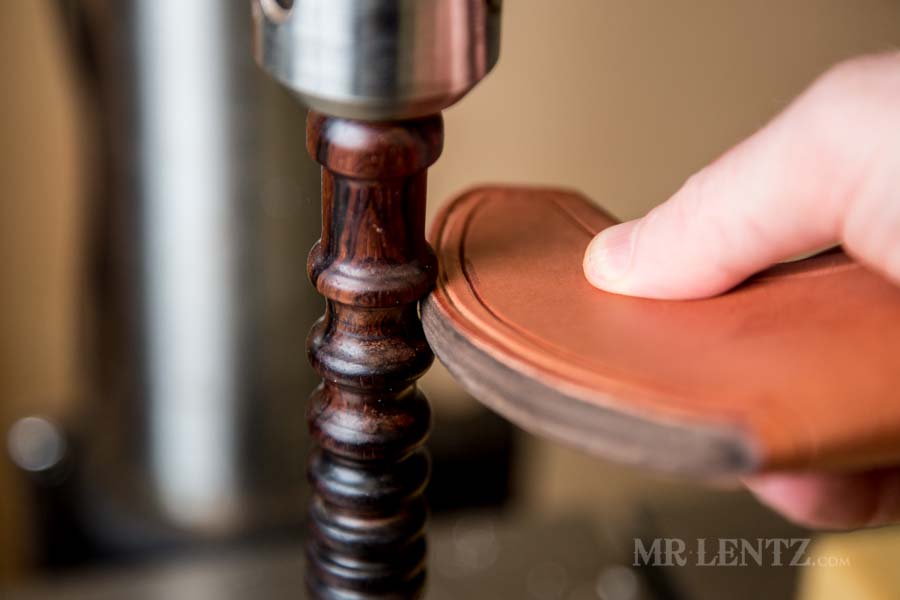 slicking the edge on an axe sheath