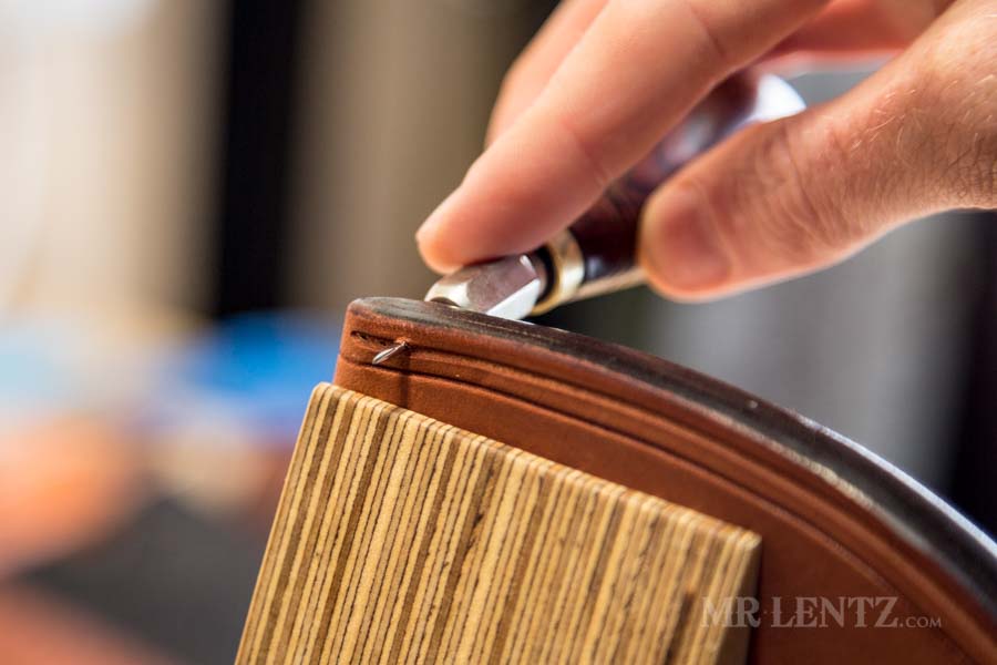 backside of sheath with holes punched