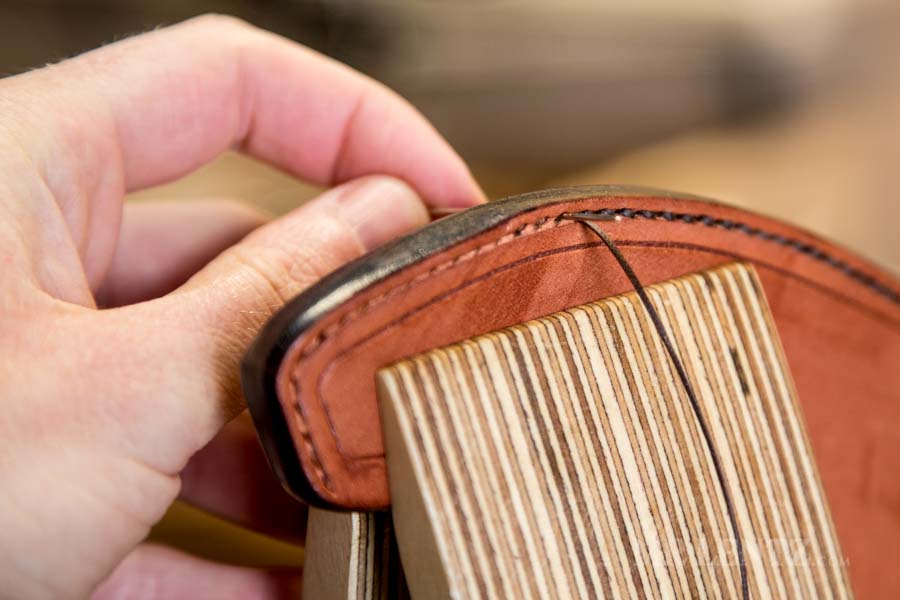 stitching an axe sheath
