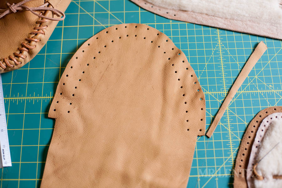 cut pattern for deerskin moccasins