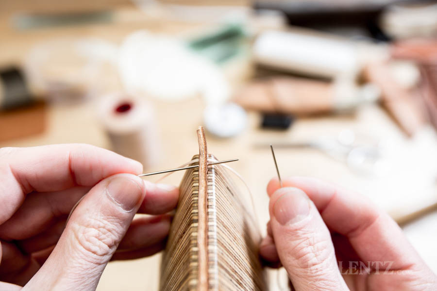 sewing leather goods using the basic saddle stitch