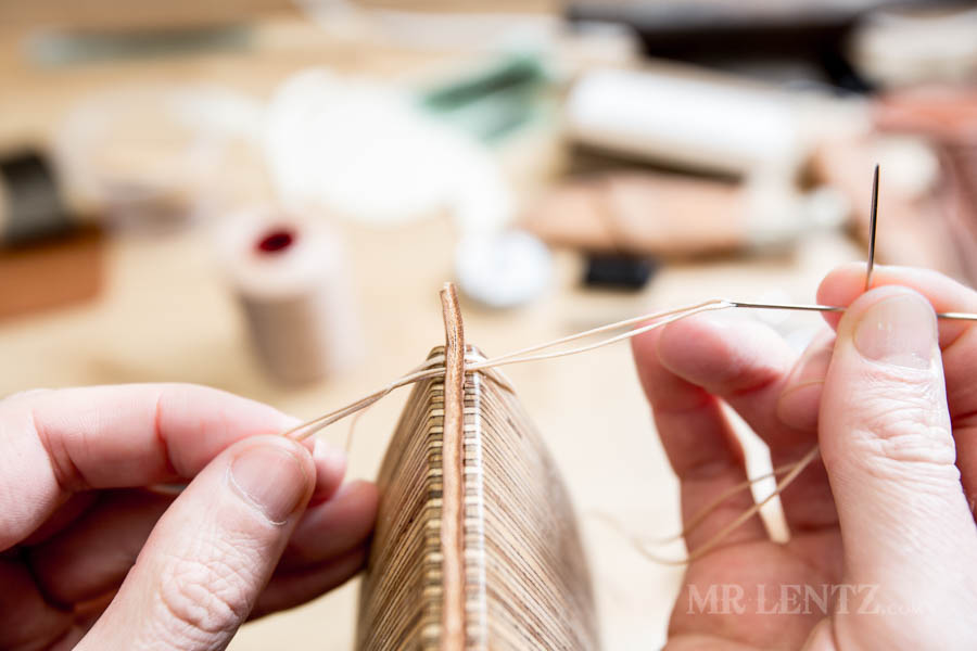 clamping leather in pony for sewing