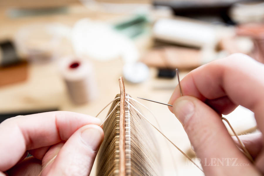 step three sewing leather by hand