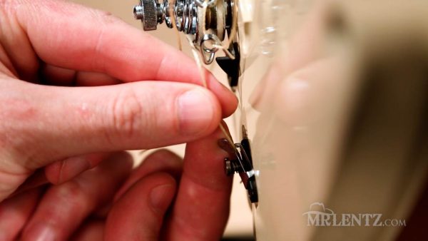 the tab of a leather sewing machine