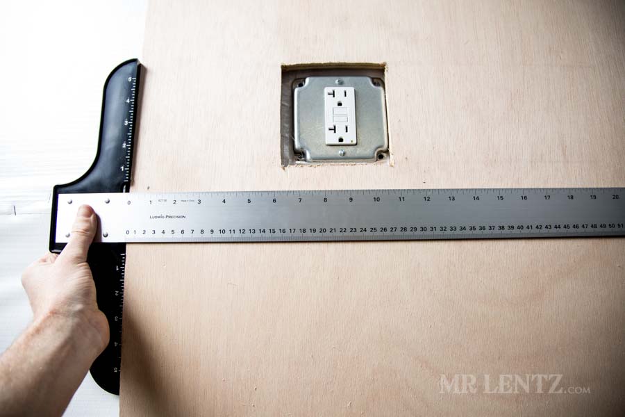 measuring for screws in plywood