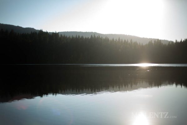 glass smooth lake in the fall