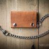 leather biker wallet with stainless steel chain