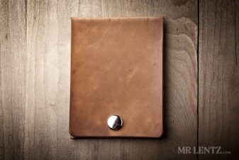 brown leather crad wallet with snap