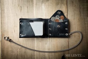 black leather chain wallet with coin pouch