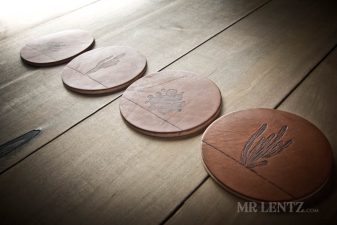 4 leather coasters with cacti