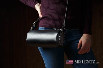 black leather purse