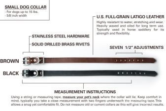 Leather Dog Collar Chart for small dogs