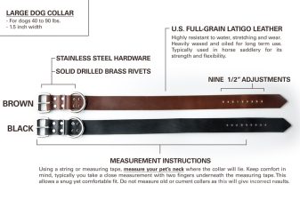 leather dog collar chart for large dogs