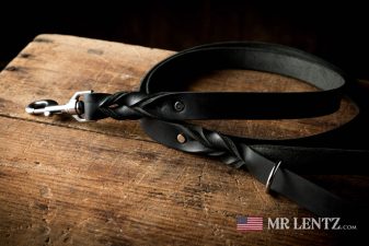 black leather dog leash