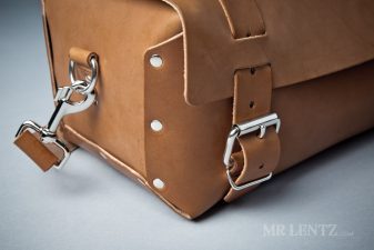 stainless straps on mens leather duffel