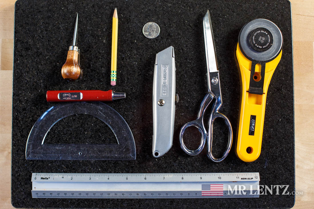 tools needed for making a leather holster pattern