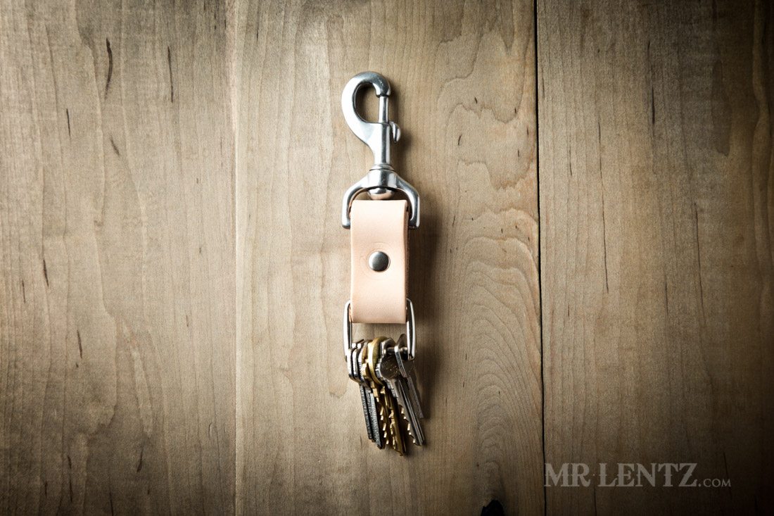 tan leather keychain thick version