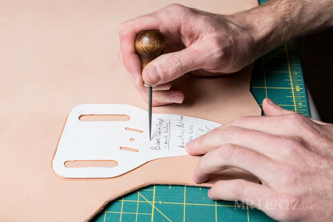 marking holes in knife sheath template