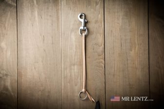 tan leather knot keychain