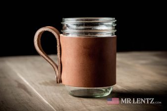 leather mason jar mug