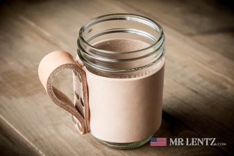 tan leather mason jar mug
