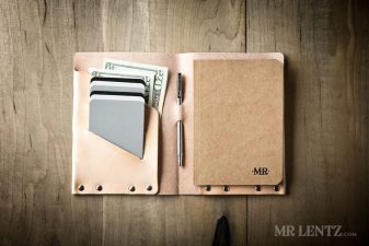 tan leather notebook wallet