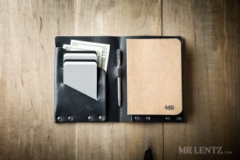 black leather notebook wallet