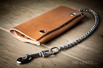 handmade leather trucker wallet