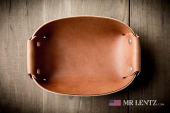 brown leather valet tray