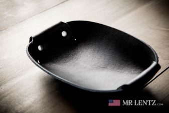 black leather valet tray