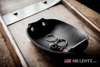 black leather ring dish