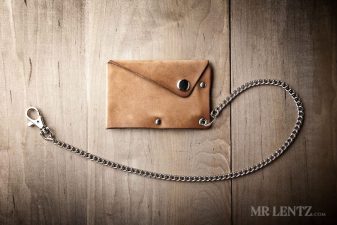 leather snap wallet with chain
